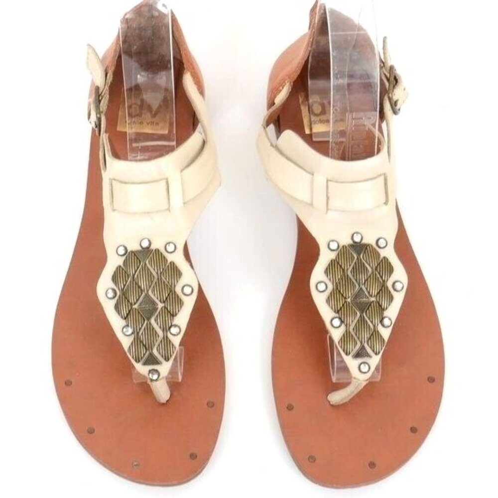 DV by Dolce Vita Women's 10 Draya Gem Stud Leather Thong Flip Flop Sandals Boho